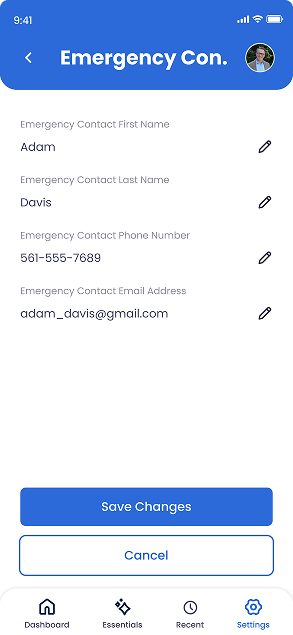 Security setup screen